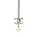 CC Brass Faux Pearl Pendant Necklace