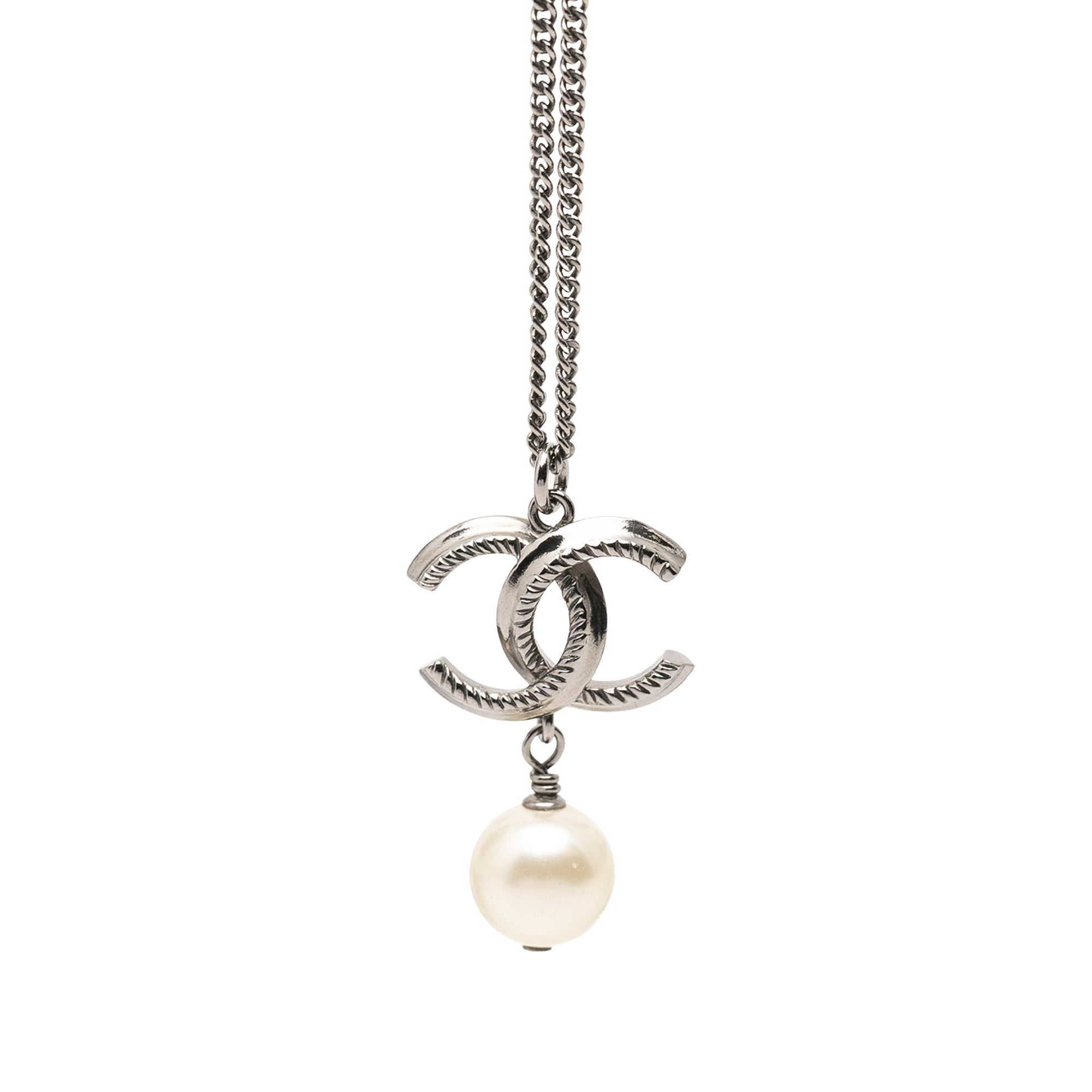 CC Brass Faux Pearl Pendant Necklace