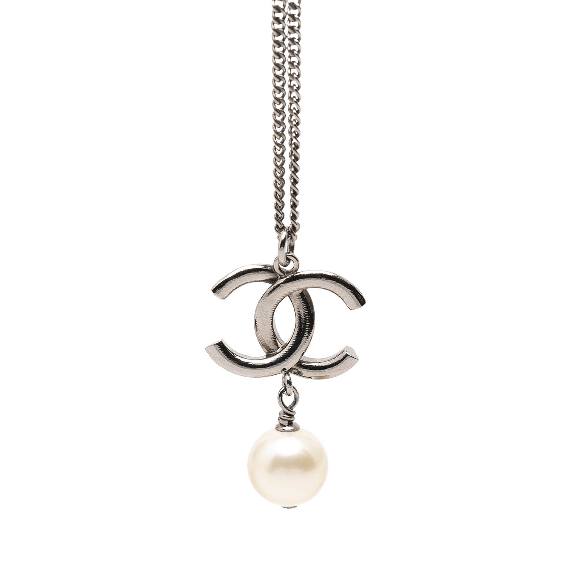 CC Brass Faux Pearl Pendant Necklace