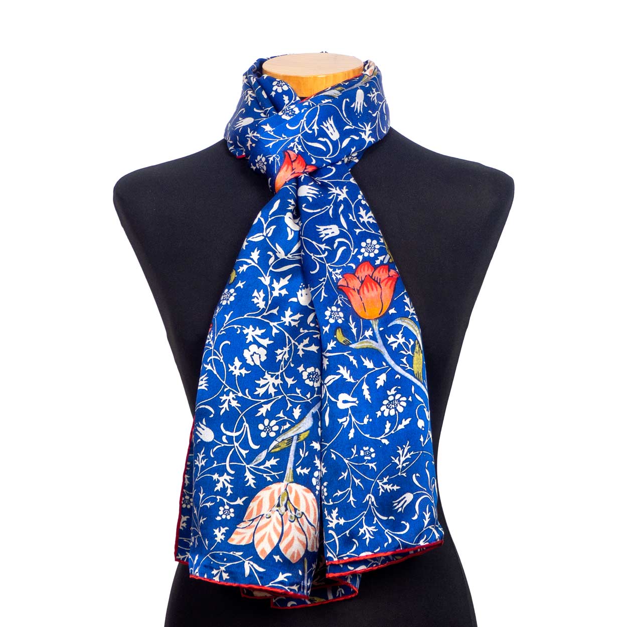 Floral Blue Silk Scarf Galata
