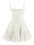 Giovanni Bedin Cotton Poplin Pleated Dress — White