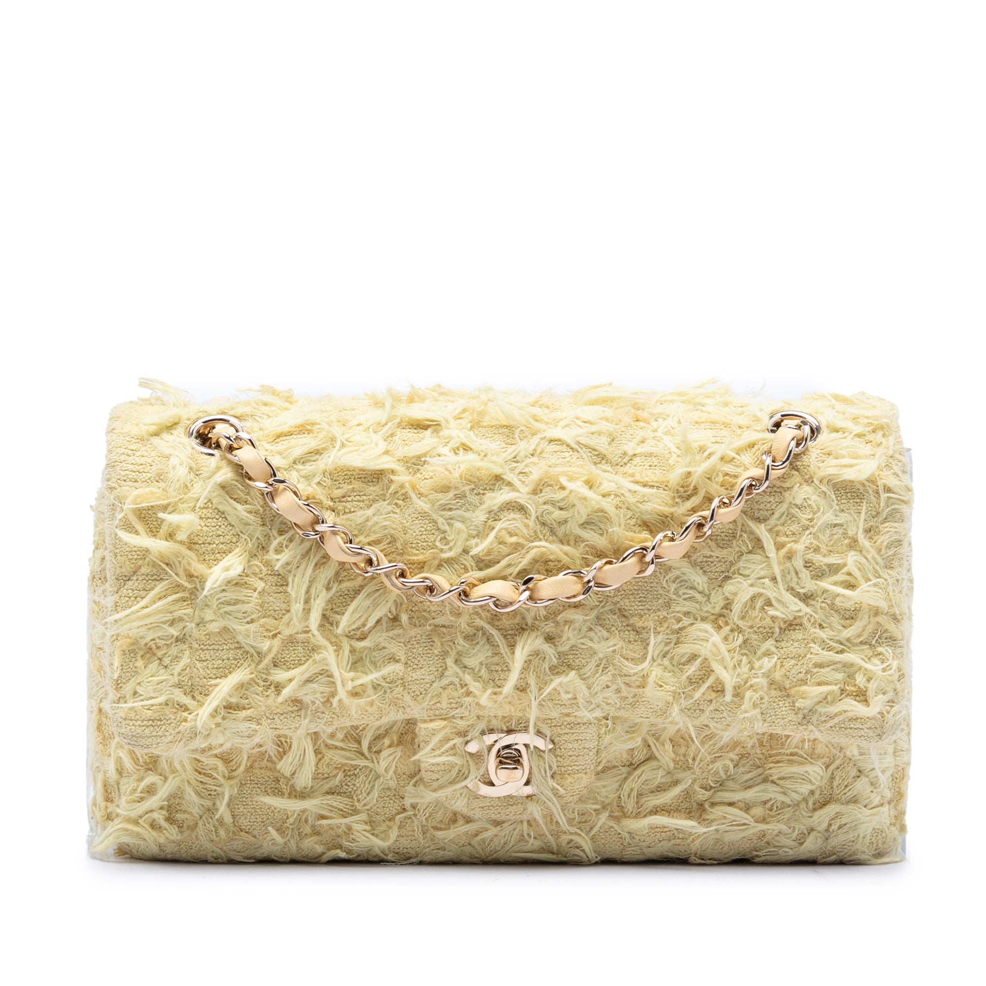 Medium Classic Fringed Tweed Double Flap