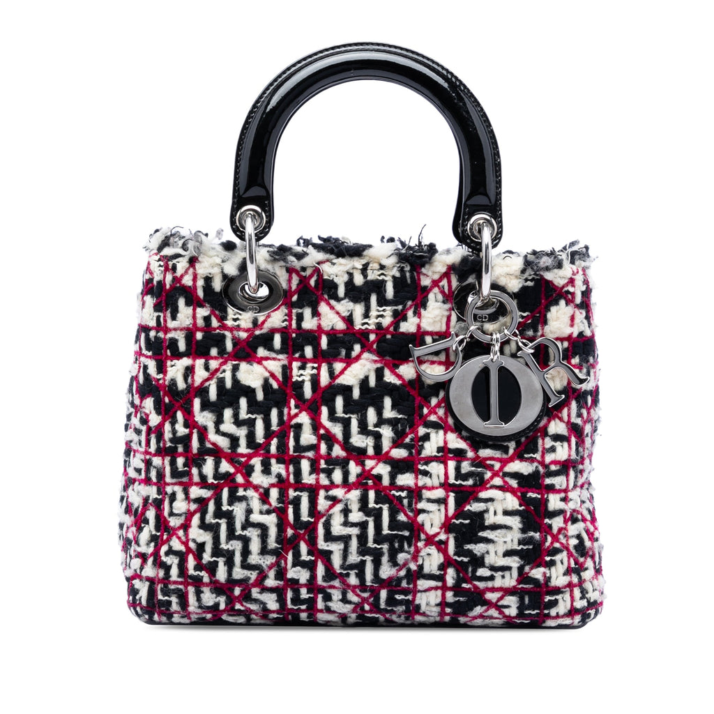 Medium Tweed Cannage Fringe Lady Dior