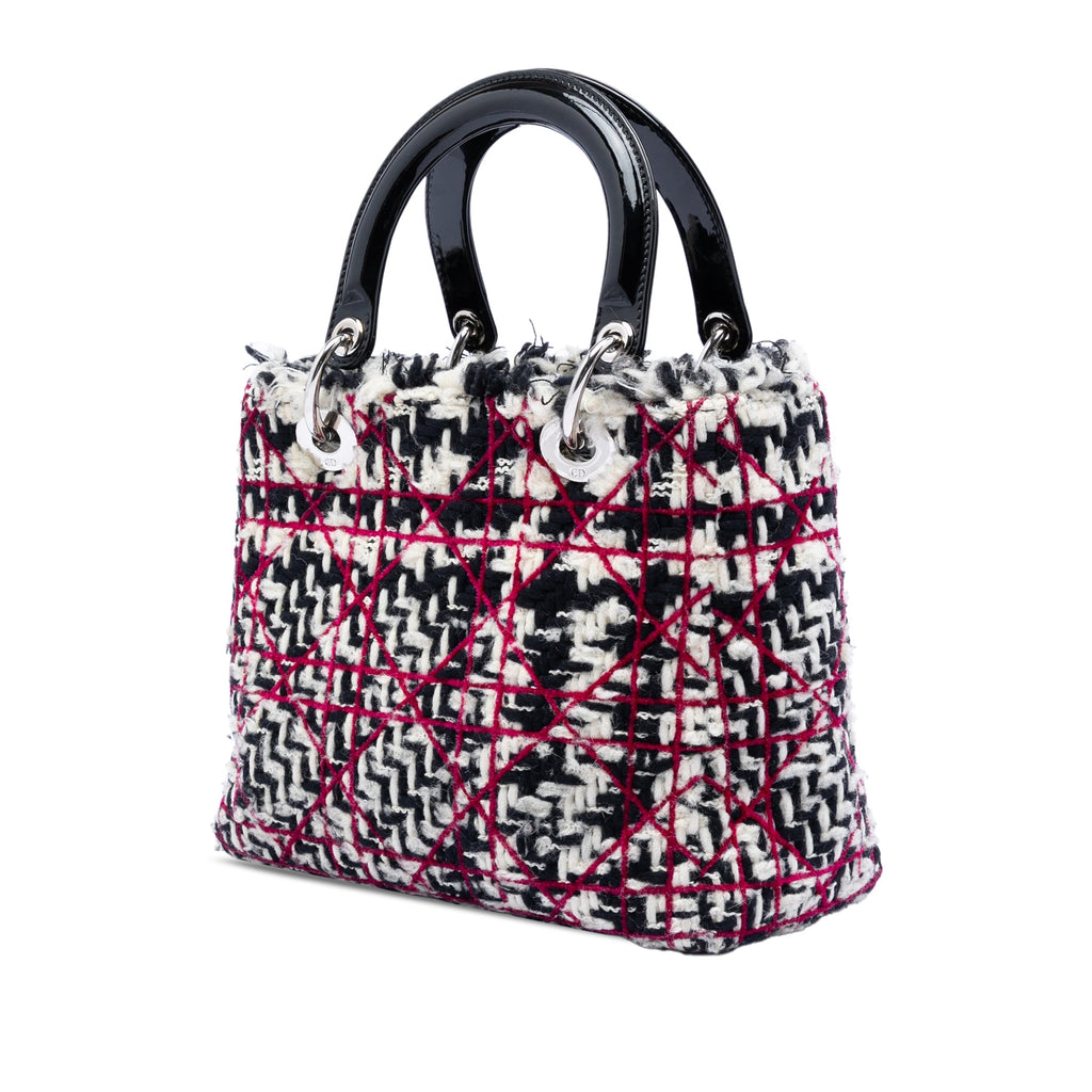Medium Tweed Cannage Fringe Lady Dior