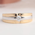 Two-tone Round Diamond Solitaire Men's Ring