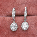 Oval Shape Lab Grown Diamond Halo Drop Earrings