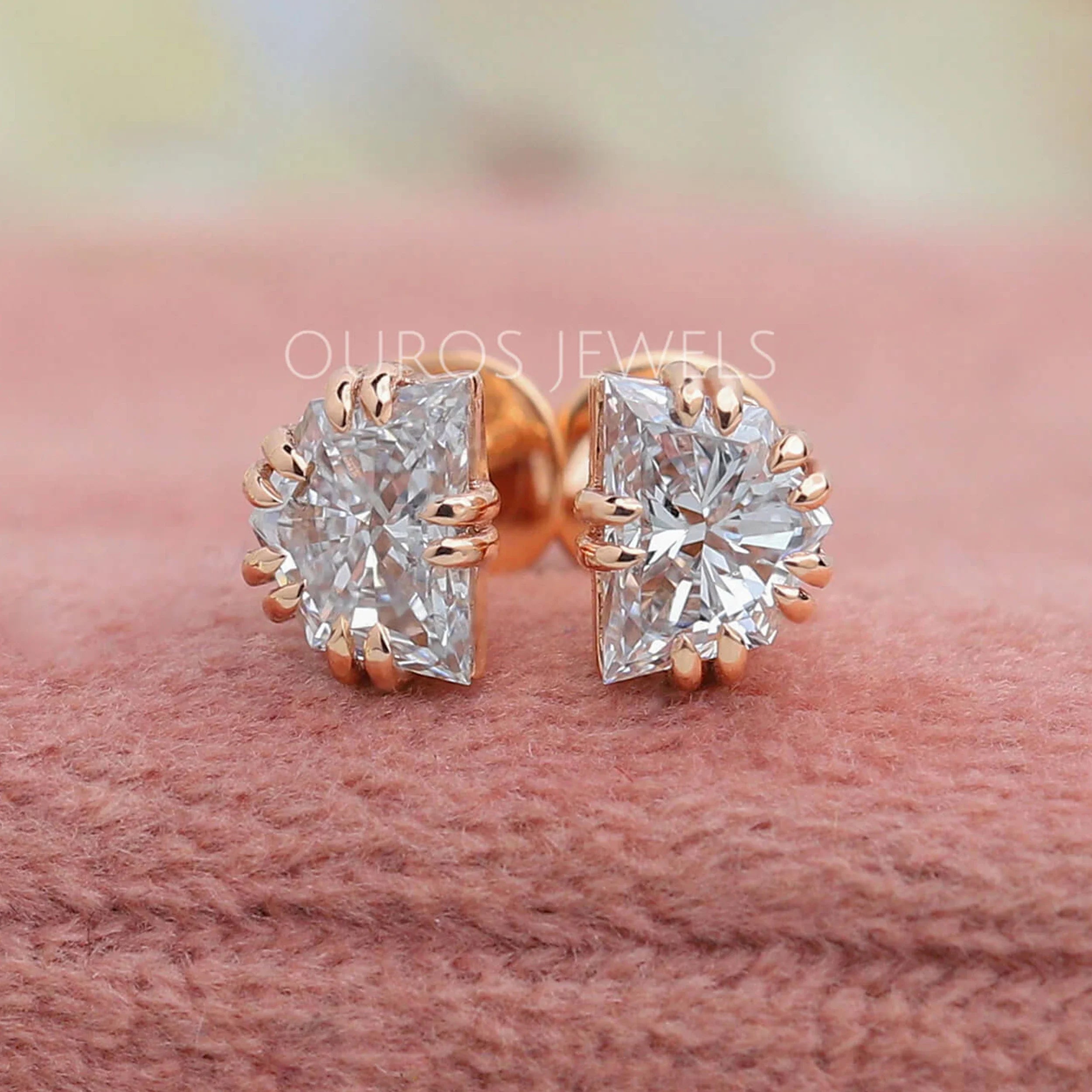 Rose Gold Cadillac Cut Stud Earrings