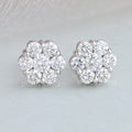 Floral Style Round Cut Halo Stud Earrings