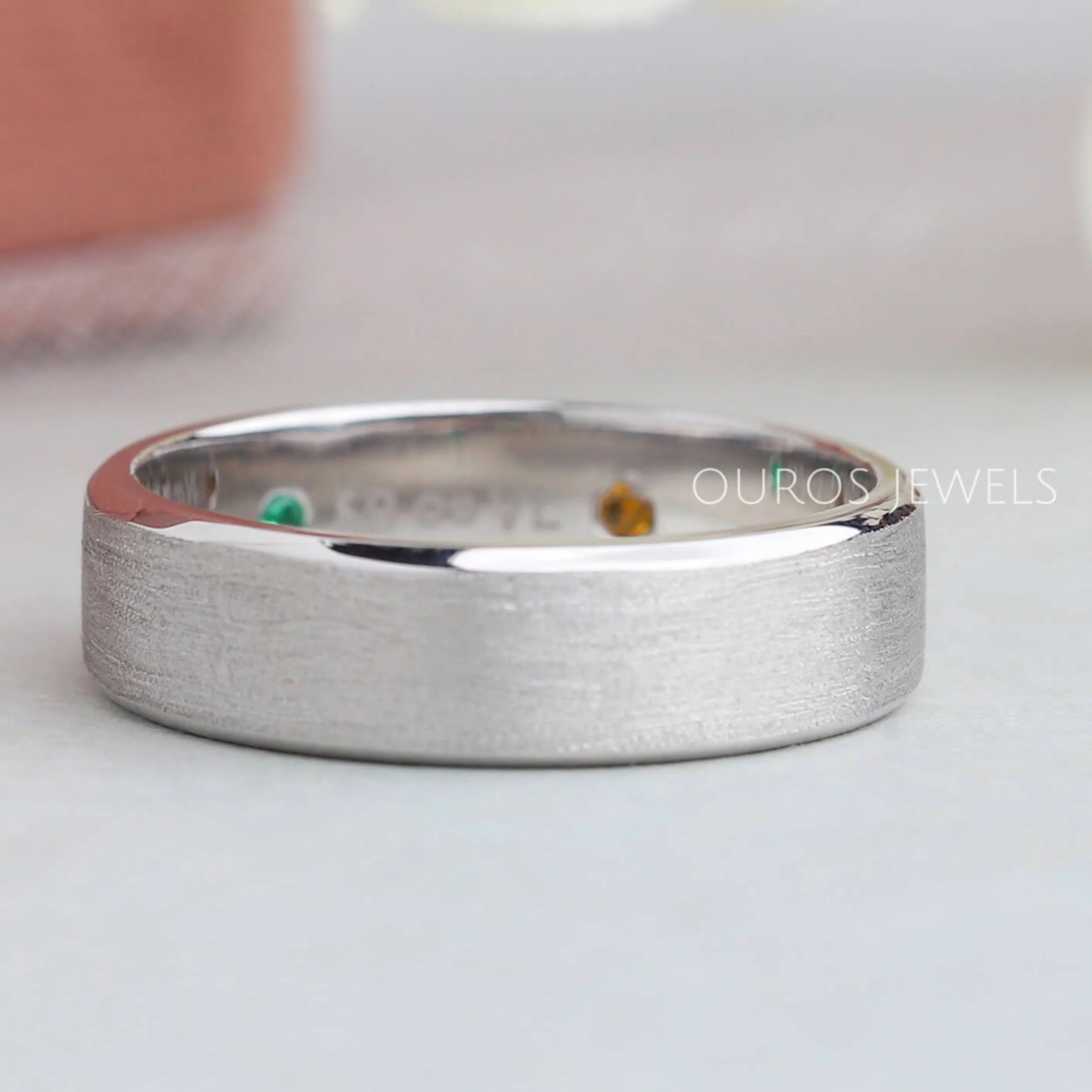 Round Cut Gemstone Inside  Diamond Band