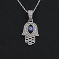 Sapphire And Lab Diamond Round Cut Hamsa Hand Men's Pendant