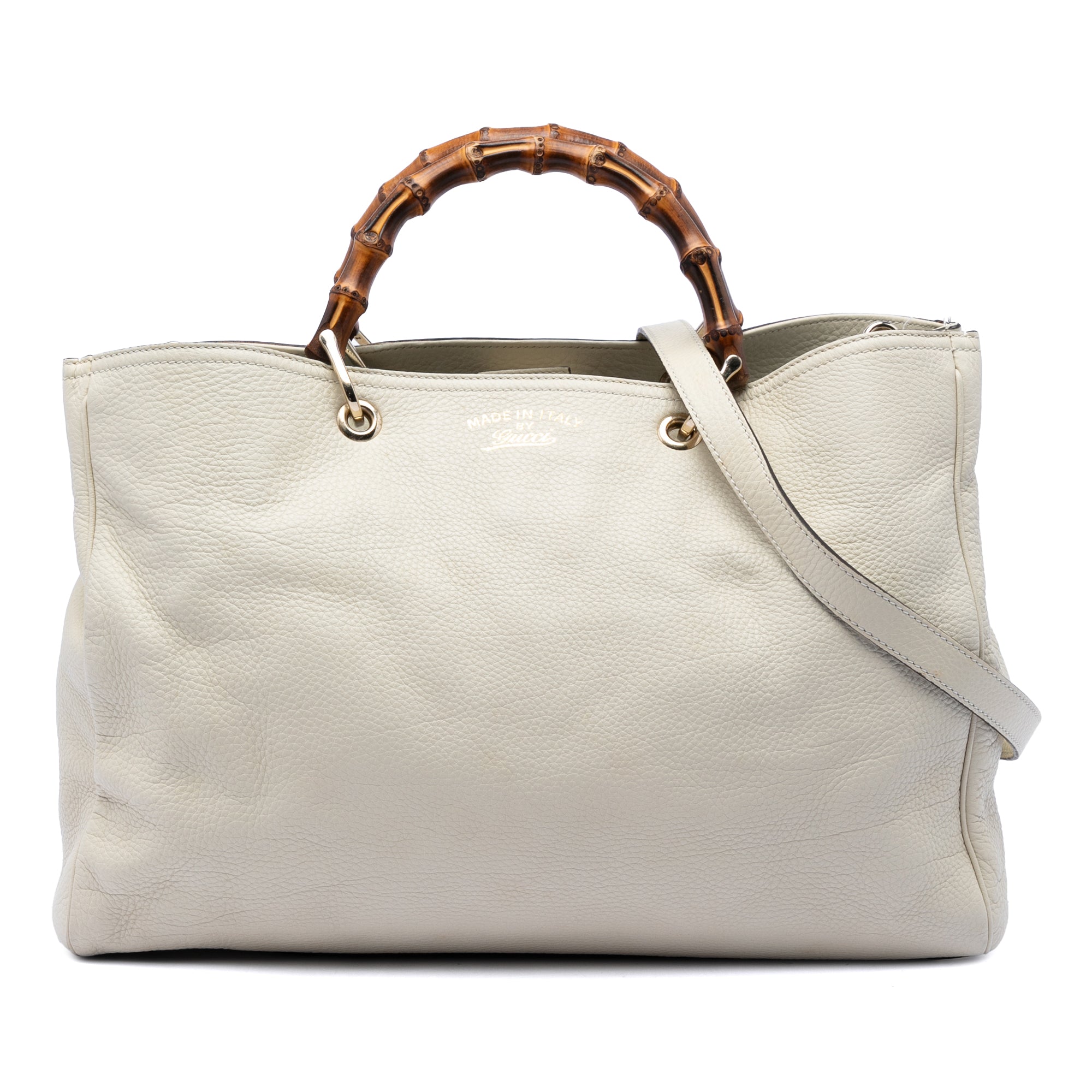 Large Calfskin Bamboo Shopper Satchel