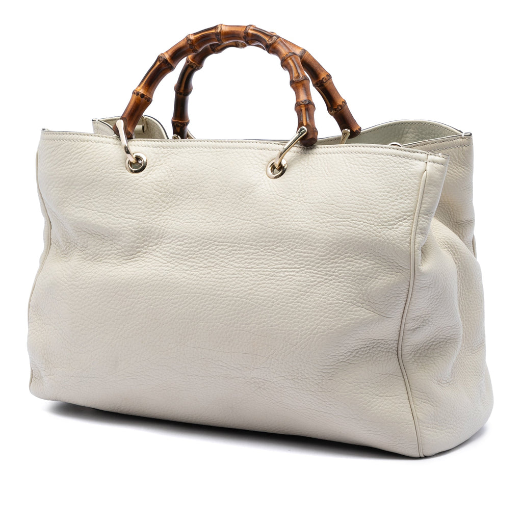 Large Calfskin Bamboo Shopper Satchel