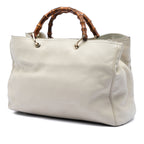 Large Calfskin Bamboo Shopper Satchel
