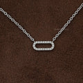 Open Rectangle Round Lab Diamond Link Pendant