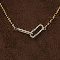 Open Rectangle Round Diamond Paperclip Pendant