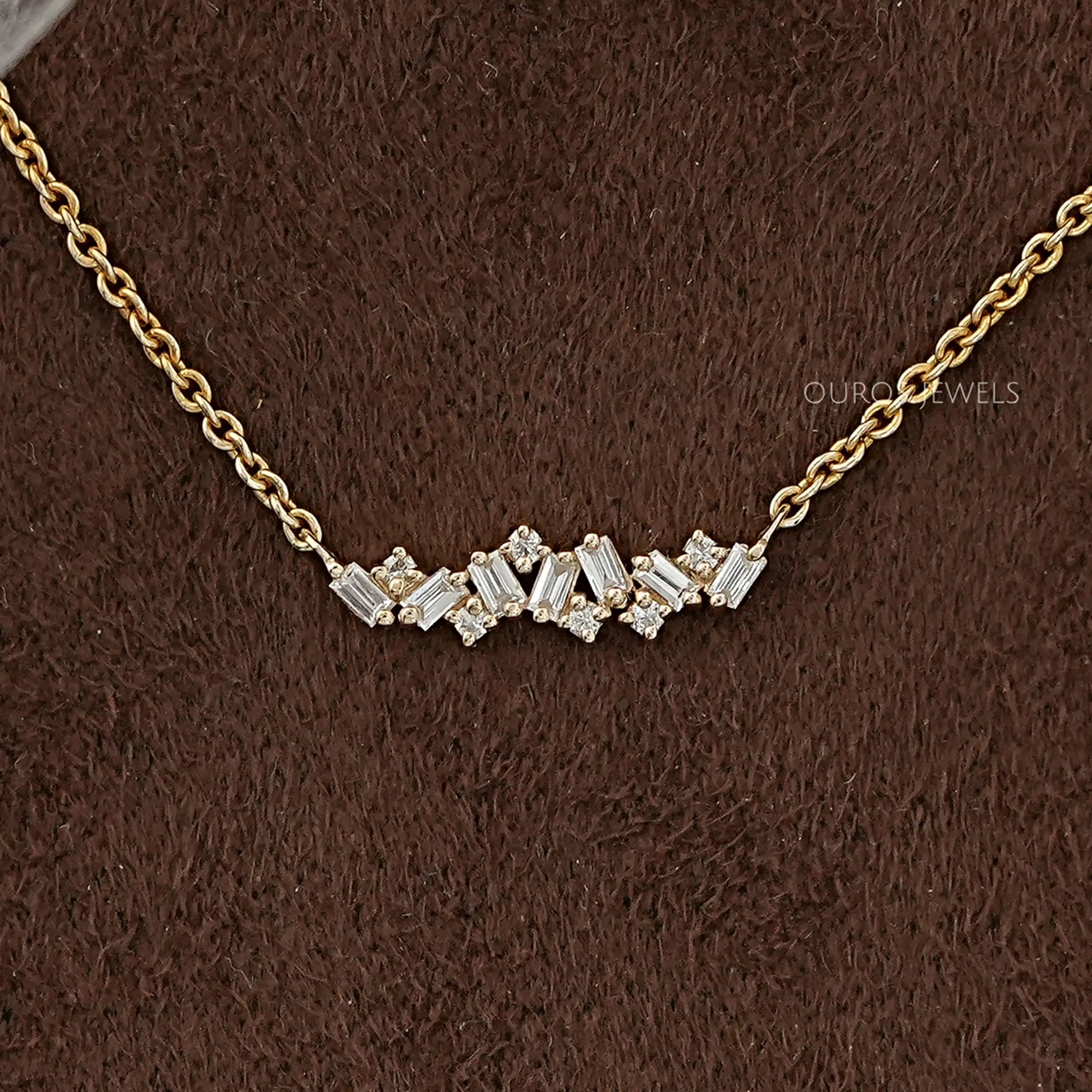 Baguette And Round Lab Diamond Pendant