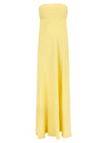 Giovanni Bedin Silk Chiffon Off-the-Shoulder Dress — Yellow