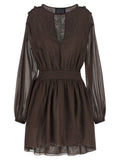 Giovanni Bedin Cotton Muslin Mini Dress Dress — Brown