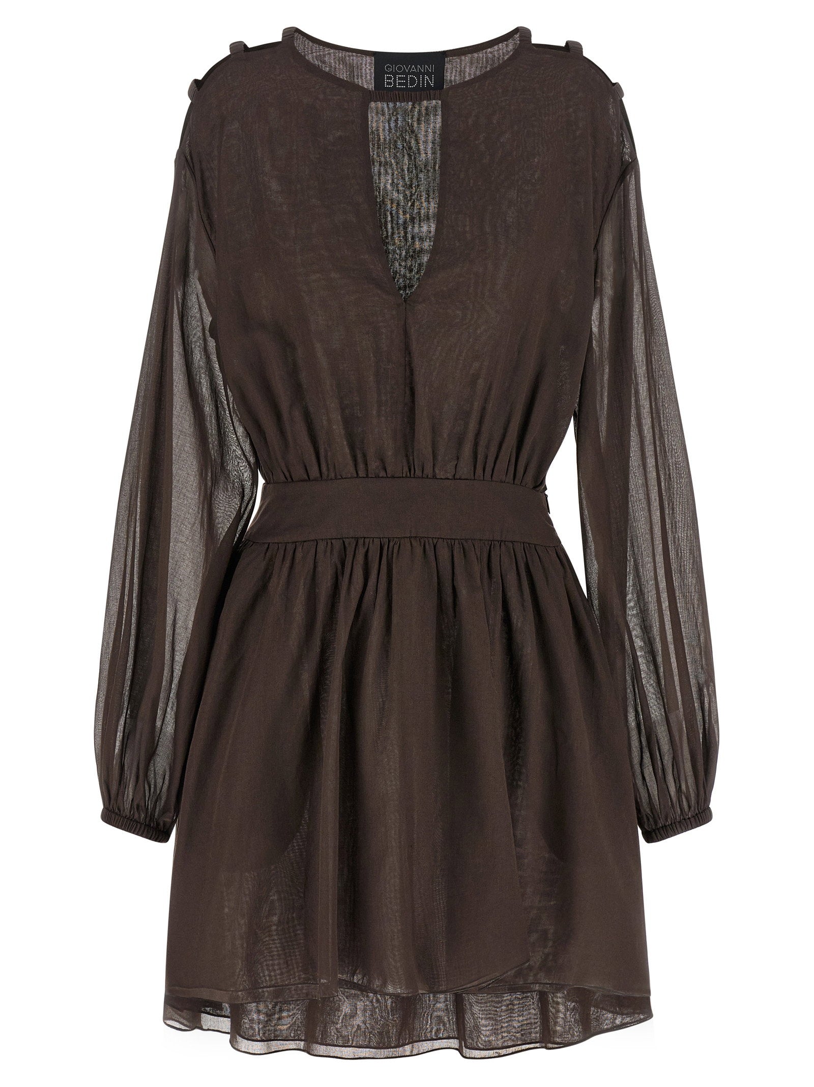Giovanni Bedin Cotton Muslin Mini Dress Dress — Brown