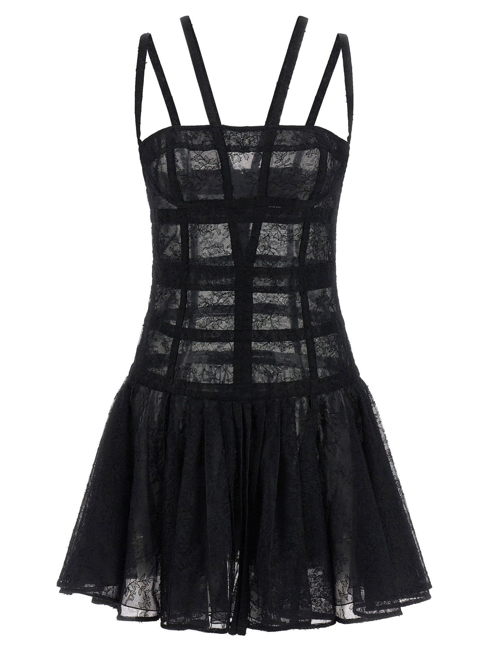 Giovanni Bedin Chantilly Lace Bustier Dress — Black