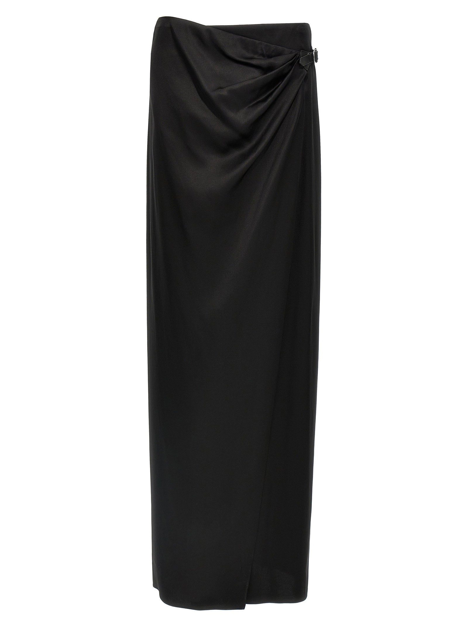 Tom Ford Silk Satin Wrap Wrap Skirt — Black