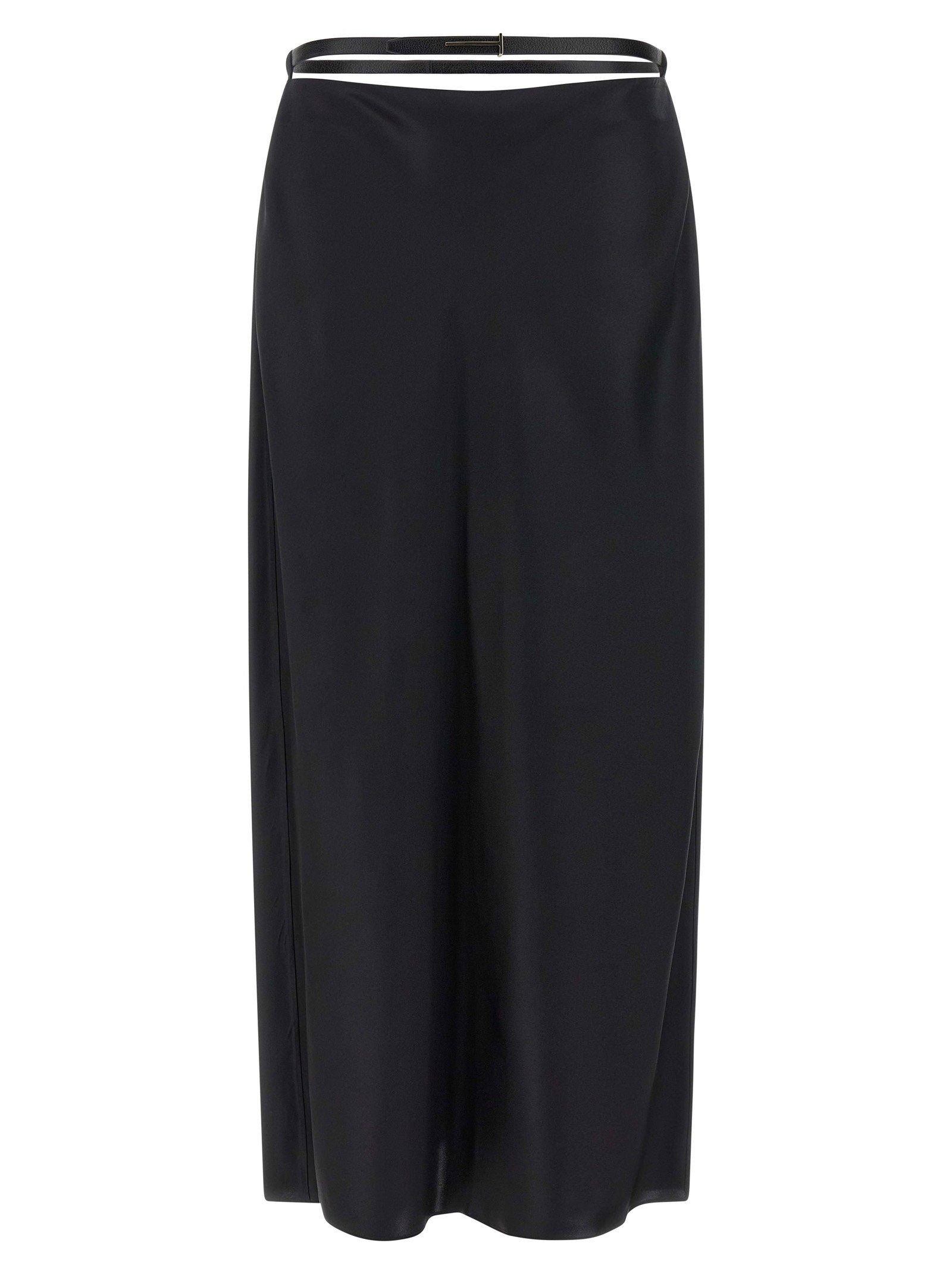 Tom Ford Silk Midi Skirt — Black