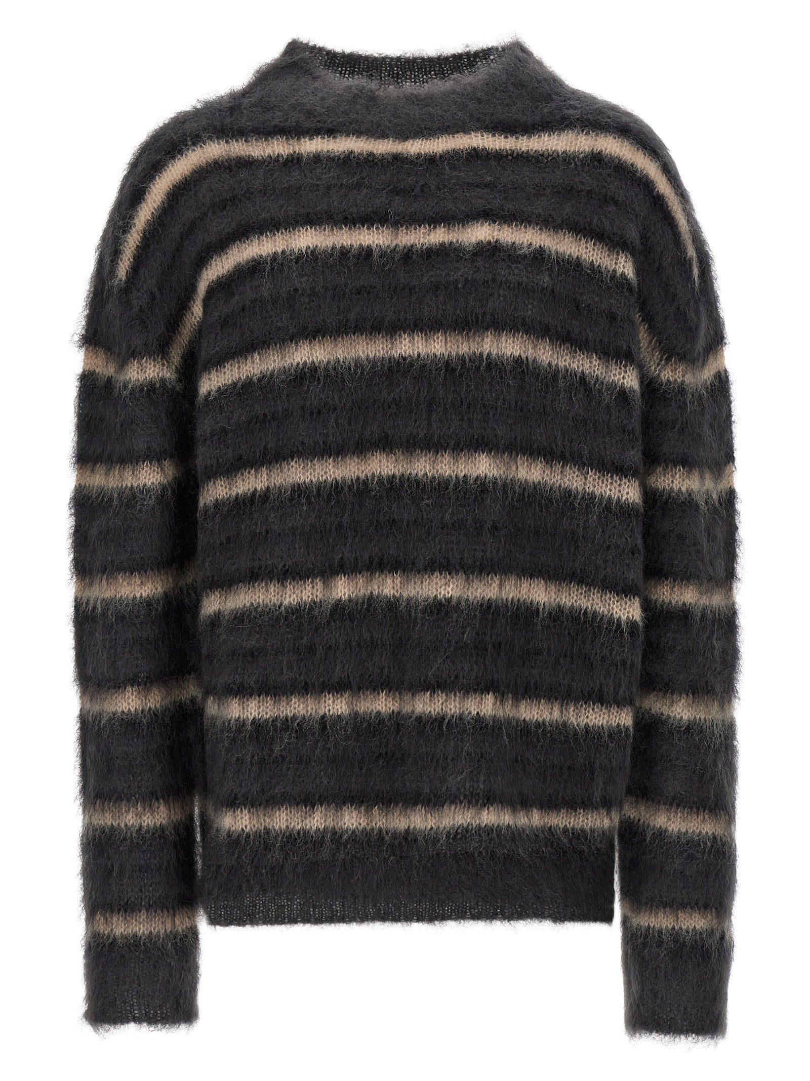 Marni Brushed Mohair Striped Sweater — Black