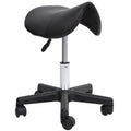 PU Leather Saddle Stool Chair with Wheels, Adjustable Salon Chair for Salon Spa, Black