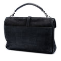 Large Croc Embossed Nubuck Monogram College Satchel
