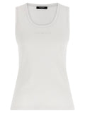 Balmain Logo-Embroidered Ribbed Cotton Tank Top — White