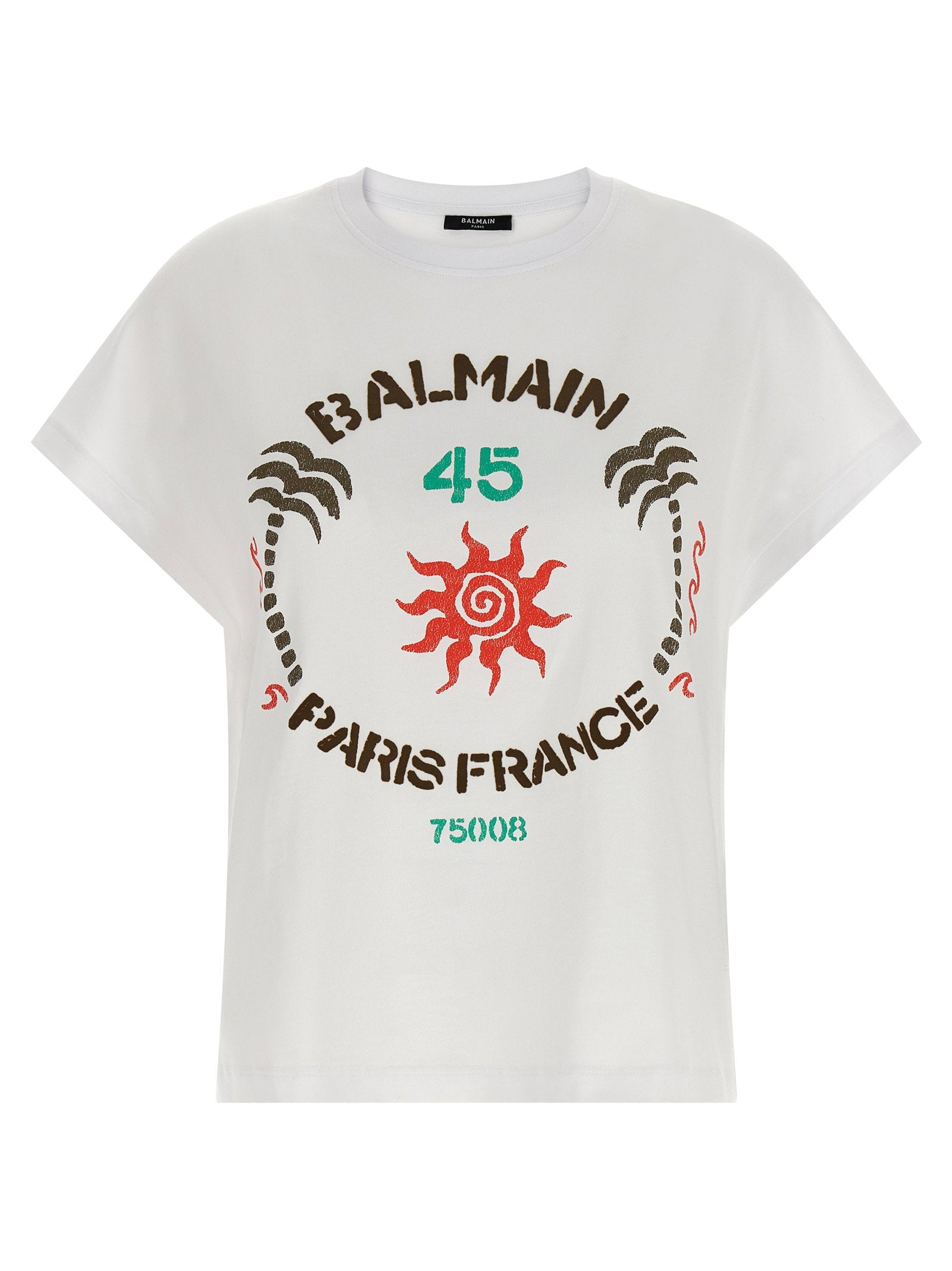 Balmain Club 45 Logo Print T-shirt — White