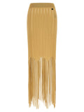 Balmain Fringed Midi Skirt — Beige