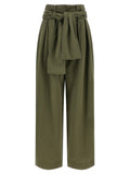Balmain Paperbag High-Waist Trousers — Green