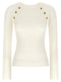 Balmain Lion-Head Button Detail Sweater — Cream