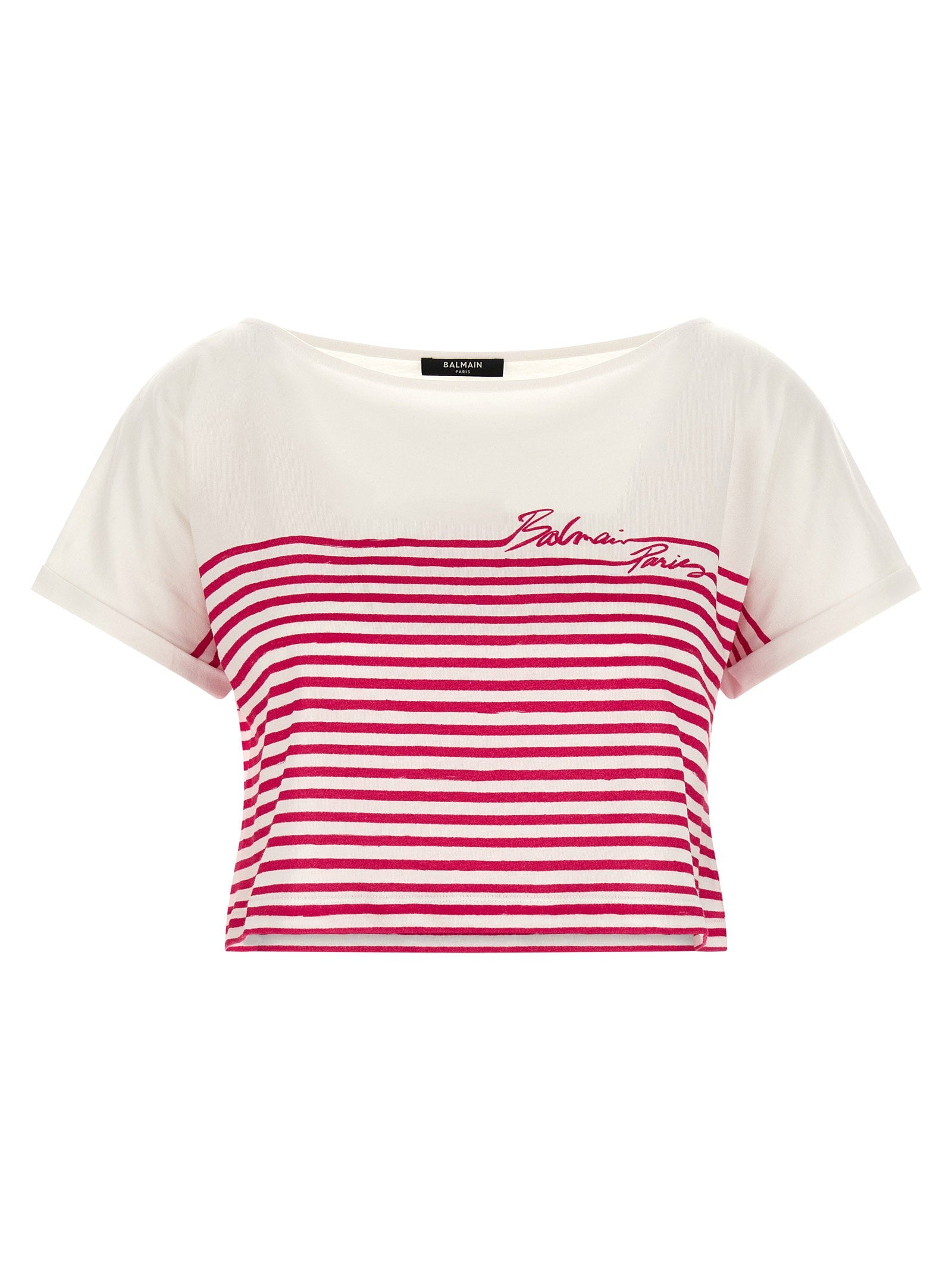 Balmain Striped Marinière T-Shirt — Red