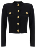 Balmain Lion-Head Button Cardigan — Black