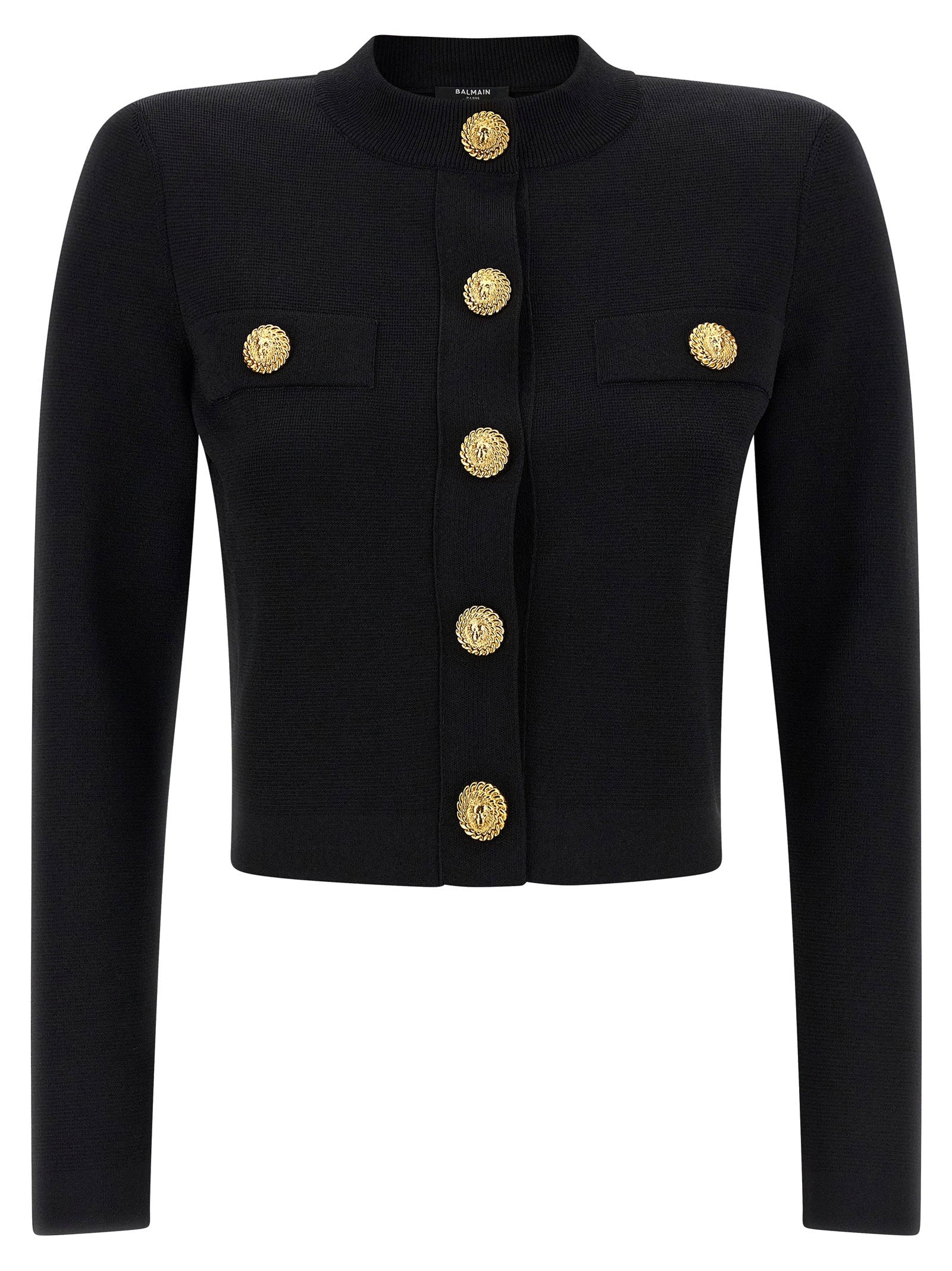 Balmain Lion-Head Button Cardigan — Black
