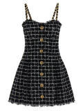 Balmain Tweed Check Mini Dress — Black