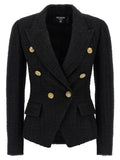 Balmain Double-Breasted Tweed Blazer — Black