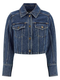 Balmain Cropped Denim Jacket — Blue