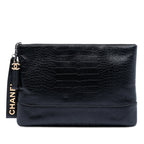 Medium Croc Embossed Calfskin Gabrielle Cosmetic Case