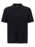 Balmain Monogram Knit Polo Shirt — Black