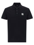 Balmain Logo-Embroidered Cotton Piqué Polo Shirt — Black