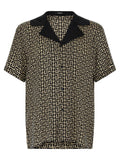 Balmain Monogram Cupro Bowling Shirt — Black