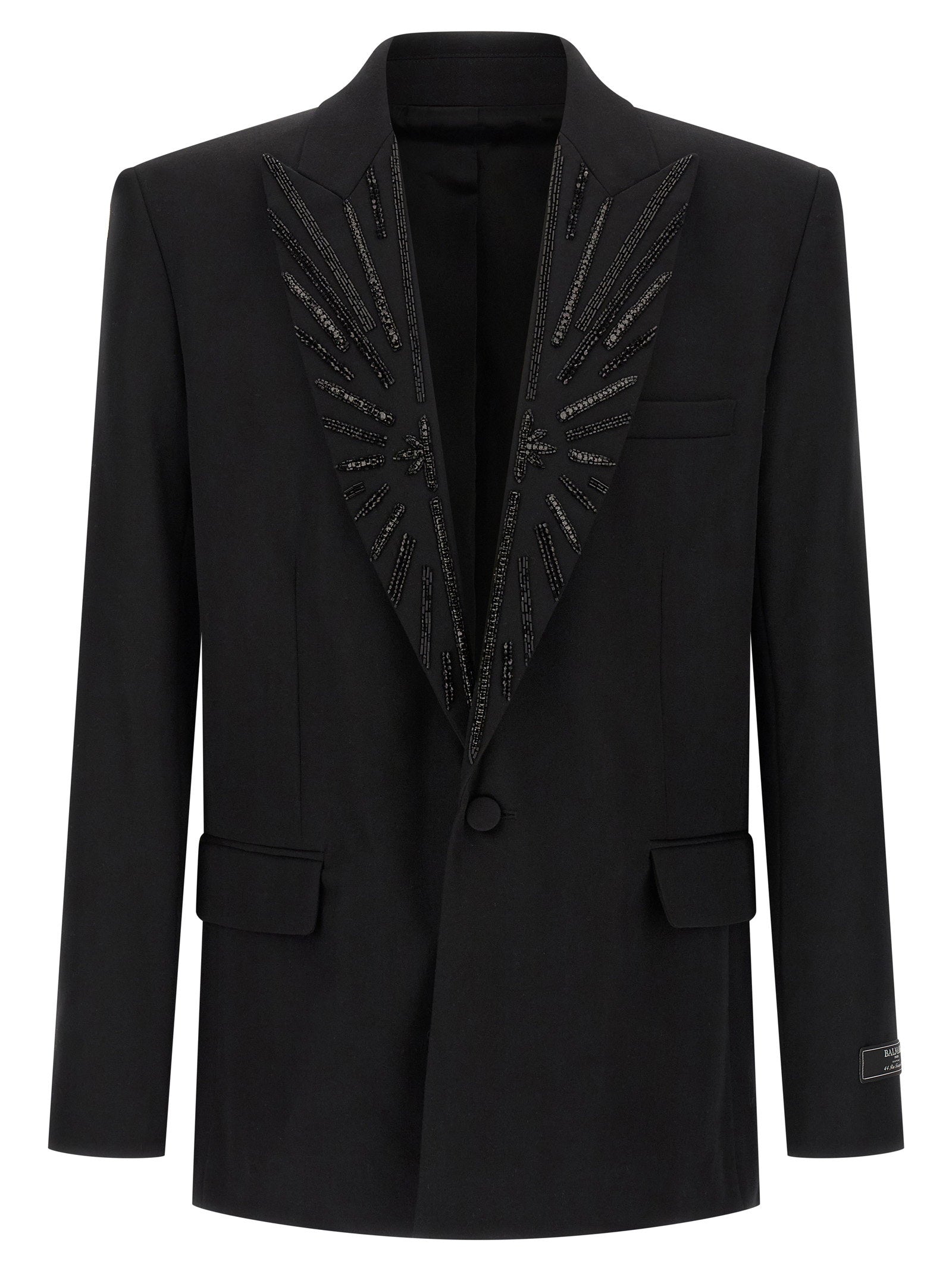 Balmain Crystal-Embellished Blazer — Black