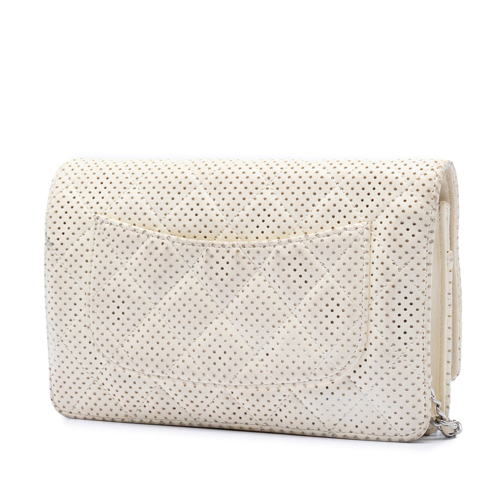 CC Quilted Perforated Lambskin Wallet On Chain