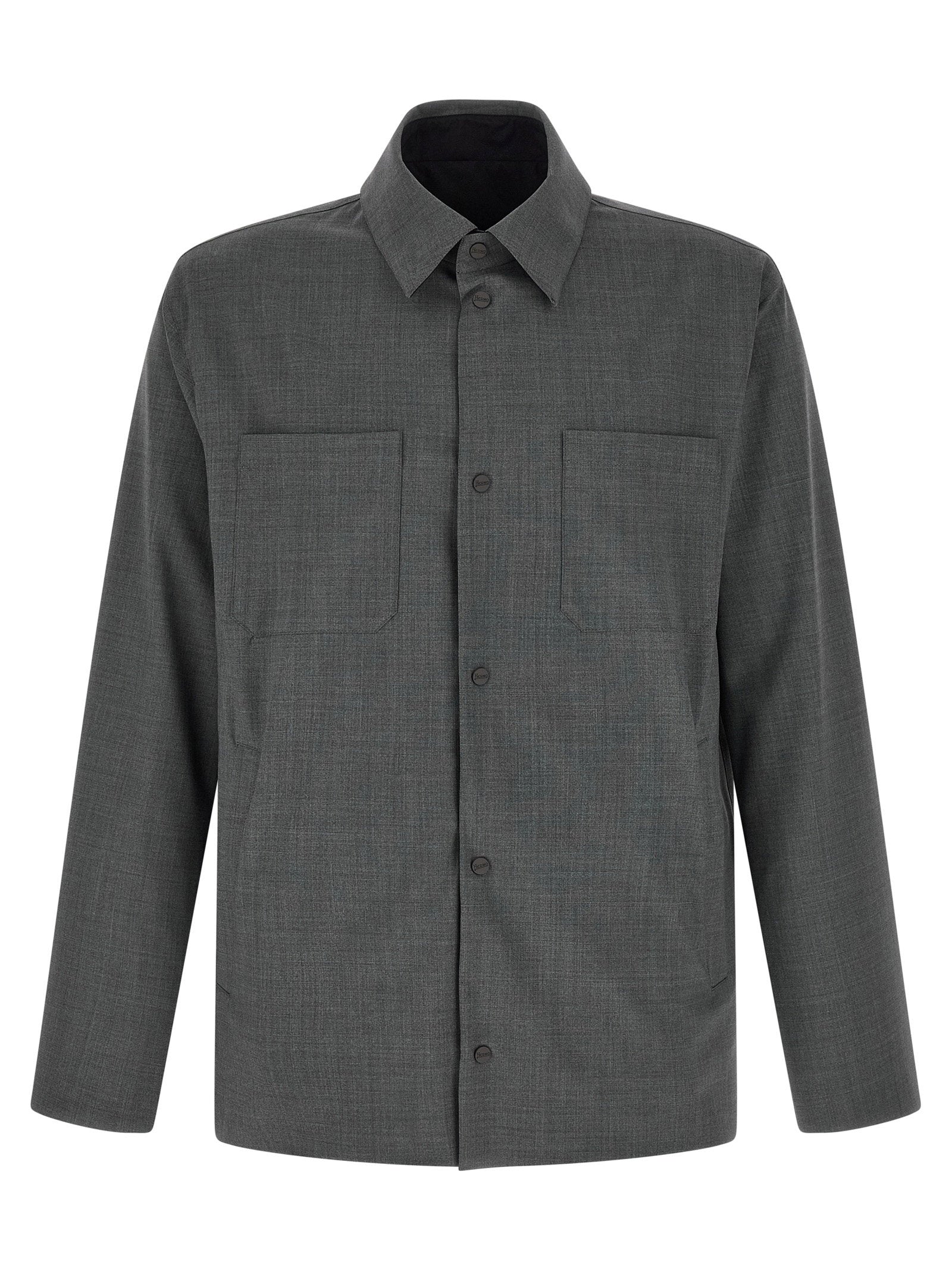 Herno Reversible Technical Wool Overshirt — Gray