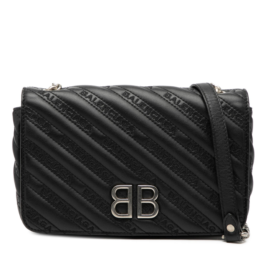 Embossed Leather Allover Logo BB Wallet on Chain