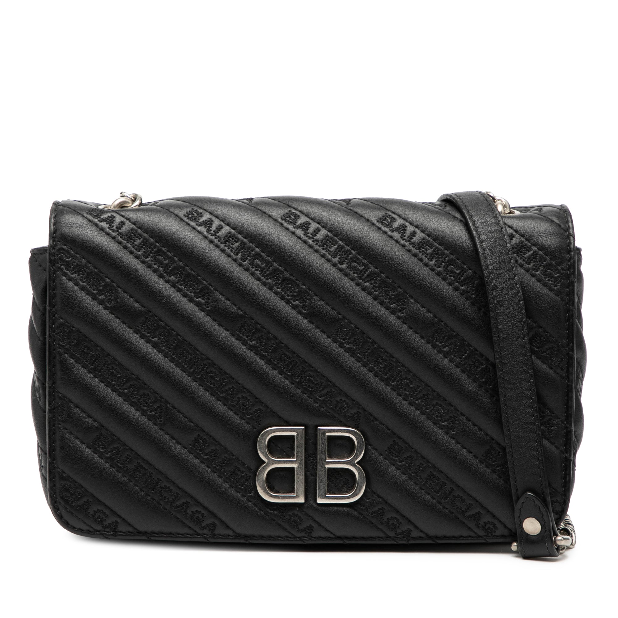 Embossed Leather Allover Logo BB Wallet on Chain