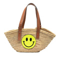 Paulas Ibiza Smiley Small Raffia Basket Tote